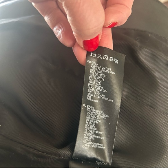 Reiss Black Leather Motorcycle Jacket Size Women's XS - Picture 16 of 16